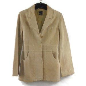 Wet Seal Genuine Leather Jacket S Cream Fitted